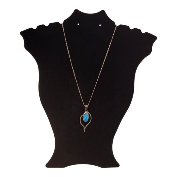 Vintage Mexico Foiled Opalite Free Form Sterling Silver 925 Pendant Necklace - Picture 10 of 12